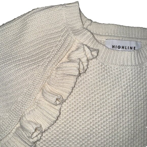 Ruffel Sweater, XS, women's Highline Collective, IVORY, long sleeve, BOHO - Picture 8 of 9